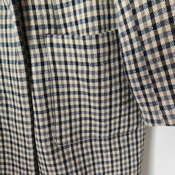 Banana Republic | Italian Double Faced Top Coat Camel/Black Plaid - Sz L Petite - Picture 8 of 15